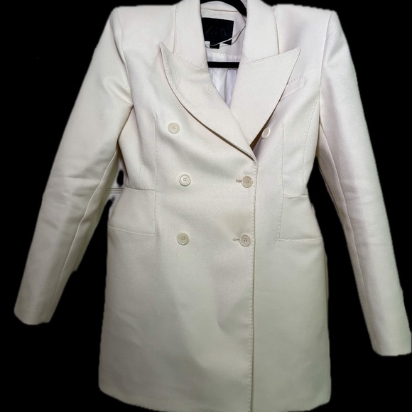 ZARA NEW WOMAN DOUBLE-BREASTED BLAZER SHOULDER PADS - Picture 4 of 5